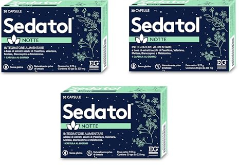 SEDATOL Notte Per Dormire Bene e Vivere Meglio La Giornata - 90 Capsule | Melatonina, Estratti di Passiflora, Valeriana, Melissa, Biancospino, Non Crea Dipendenza, Non dà sonnolenza al risveglio