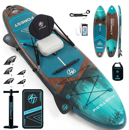 ATPROSS Stand Up Paddling Board, 366 × 92 cm, bis 240 kg | Extra groß,Premium SUP Zubehörset & Rucksack, Allrounder, stabiles SUP Board für Anfänger, Familien & Touren