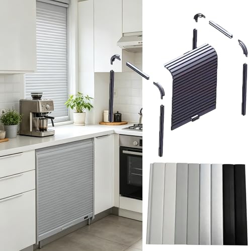 Kit de porte tambour compacte personnalisable Porte de placard pliante, coulissante et enroulable Pour cuisine, électroménager, garage ou camping-car