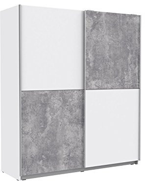 möbelando Schwebetürenschrank Kleiderschrank Schlafzimmerschrank Schrank Zorana I Weiß/Beton