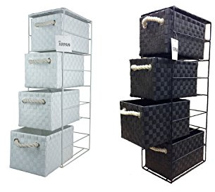Arpan 2 x 4 Drawer Storage Cabinet Unit for Bedroom/Bathroom/Home/Office (1 x Black, 1 x White)