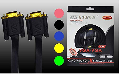 OISE ART STORE Trade Shop - Cavo Monitor Vga-vga Maschio-Maschio Standard 15 Pin 10 Metri Maxtech Vga-va10m