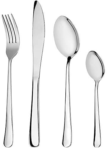 KADAX Besteckset aus Edelstahl, 24tlg, Essbesteck-Set für 6 personen mit abgerundetem Rand, Set inkl. Messer, Gabel, Löffel, Teelöffel, für Küche, Party, Restaurant, matt