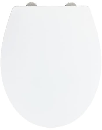WENKO WC-Sitz Mod. Ostuni, Toilettensitz mit Absenkautomatik, 300 kg Belastung, WC-Deckel mit Easy-Close, für sanftes Deckelschließen, Toilettenbrille aus recyclebarem Thermoplast, 37 x 44,5 cm, Weiß