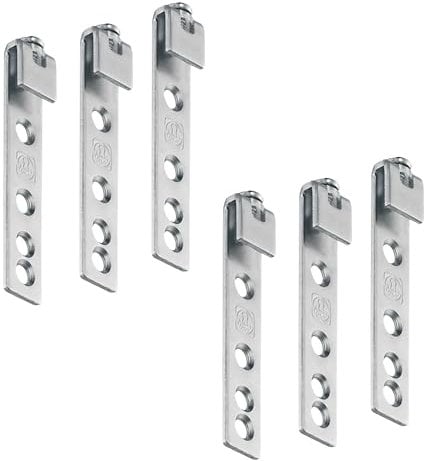 Gedotec Perchas de metal para armario, para colgar muebles, para rieles de pared, 6 unidades, acero galvanizado, con capacidad de carga: 120 kg, para rieles colgantes para atornillar