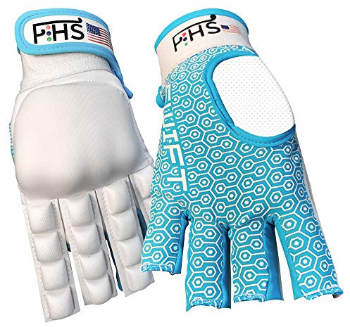 F HS Men's Field Hockey Glove, Small, Swift - Half Finger, White