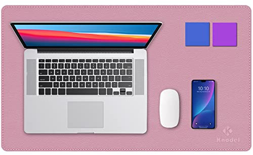K KNODEL Desk Mat, Blotter, Dual-Sided Office Desk Pad, Waterproof Desk Mat for Desktop, Desk Blotters, PVC Leather Pad Protector (60x35cm, Purple)