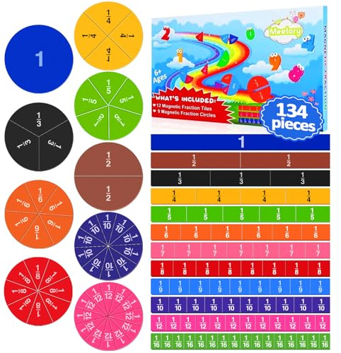 Meetory 134 stycken magnetiska fraktplattor cirklar, fraktdelar matematikmanipulativ, skolgåvor för förskola grundskola utbildningskit