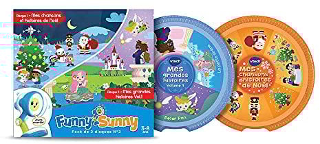 VTech - Funny Sunny, Pack Recharge N°2, 2 Disques, Mes Chansons et Histoires de Noël, Mes Grandes Histoires Volume 1, Cadeau Enfant de 3 Ans à 8 Ans - Contenu en Français