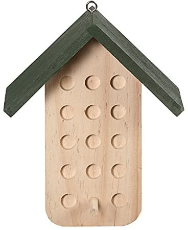 Dehner Natura Premium Wildvogel Futterhaus, Futterstation für Wildvögel, Vogelhaus für Erdnuss-Aufstrich wetterfest / hängend, inkl. Sitzstange / Aufhängevorrichtung, ca. 20.3 x 16.5 x 9 cm, Holz