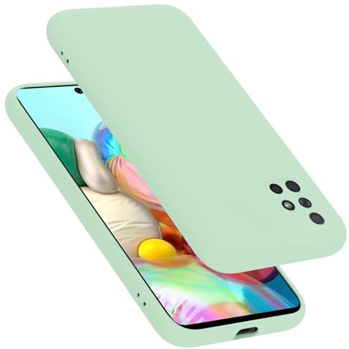 Cadorabo Hülle kompatibel mit Samsung Galaxy A51 4G / M40s Hülle Silikon Handyhülle für Galaxy A51 4G / M40s Case aus flüssigem Silikon- Kratzfeste dünne TPU Schutzhülle - Liquid HELL GRÜN