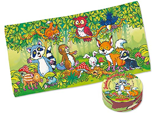 Zauberhandtuch * Waldtiere * als Geschenk oder Mitgebsel | 40027 | Kinder Mitbringsel Baden Spaß Spiel Handtuch Badehandtuch Wald Tiere