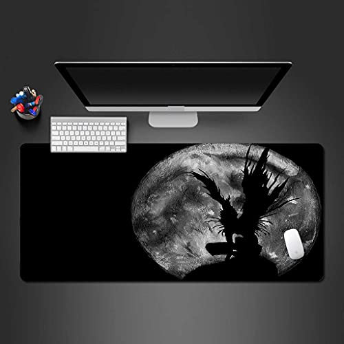 KJXNED - Tapis de Souris Gaming XXL 1000x500 mm Planète Ange Noir Gamer Mouse Pad Surface Antiderapant Base en Caoutchouc Antidérapante pour Gamer PC et Ordinateur Portable