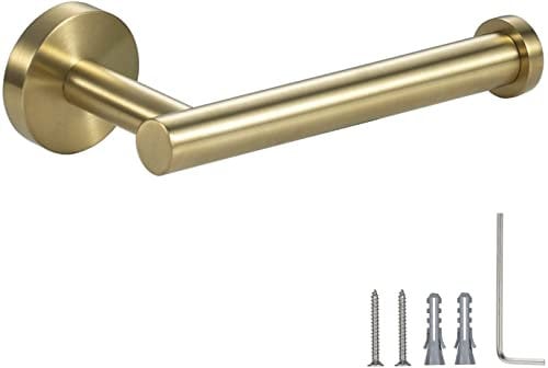 YUET Toilet Roll Holder Bathroom Tissue Paper Dispenser Holders Wall Mounted Round Mounting Stand Hanger Kitchen Storage Gold SUS 304 Stainless Steel (Brushed Brass)