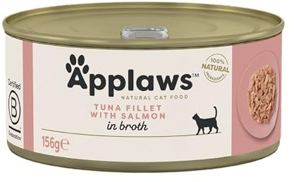 Applaws 100% Natural Premium Katzennassfutter, Thunfischfilet mit Lachs in Brühe - Packung mit 24 x 156g Dosen