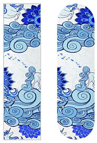 Unicorn Cloud Mandala Fantasy Skateboard-Griptape, Schleifpapier, Longboard, Aufkleber, Scooter, Deck, Sandpapier, 2 Stück