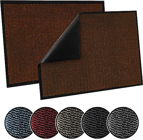 Rubber Backed Doormat, Washable Absorbent Door Mat(120x180cm, Rust) | Built to trap dirt and moisture, this washable doormat features a sturdy rubber backing for indoor and outdoor use.