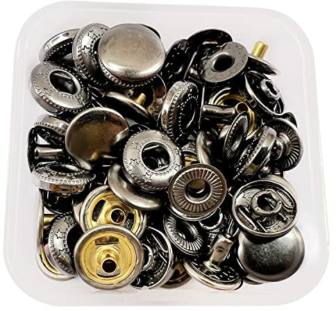 RERI 20set Druckknöpfe Φ12,5mm Schwarz Druckknöpfe für Lederhandwerksjacke Handtasche Brieftasche (Schwarz)