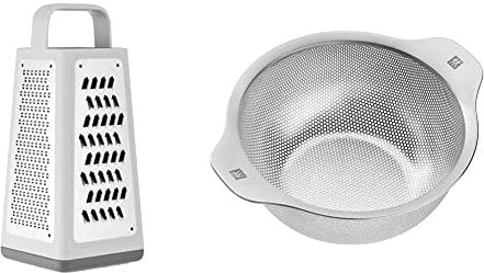 ZWILLING Z-Cut Vierkantreibe, Multifunktional, Edelstahlklinge, Kunststoffgehäuse, Zwei-Wege-Reibtechnologie, Grau & Sieb, Edelstahl, 24 cm