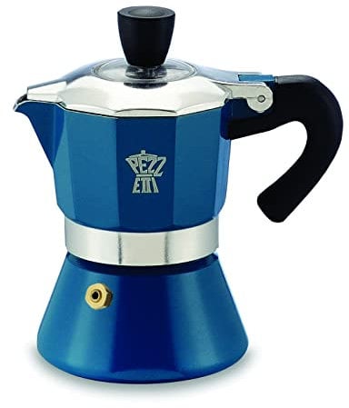 PEZZETTI, Bellexpress Caffettiera 1 Tazza Alluminio Alimentare, Coperchio Trasparente, Guarnizione Silicone Alimentare, Manico Resistente al Calore; Per Piani a Gas Elettrici e Vetroceramica, Ottanio