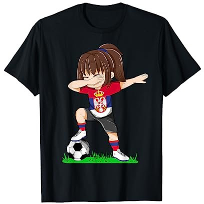 Fußball Serbien Trikot Shirt Serbische Flagge Fußball Mädchen Dab T-Shirt