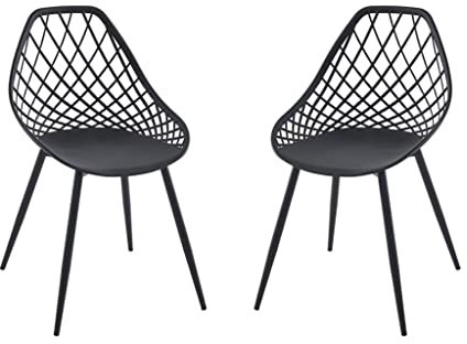 Vente-unique-Gartenstuhl 2er-Set - Polypropylen & Metall - Schwarz - Malaga von MYLIA