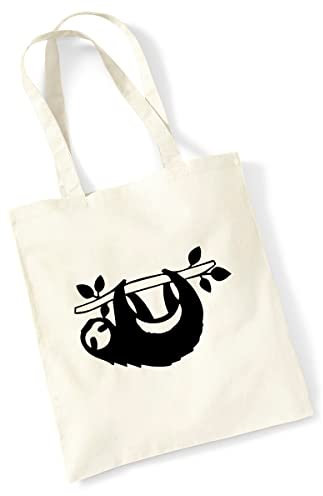 Huuraa Tasche Faultier Silhouette Geschenk 10 Liter Natural Baumwolle Faultier Accessoire