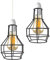DC VOLTAGE 2-Pack of Wire Cage Modern Easy Fit Metal Black Painted Geometric Ceiling Pendant Chandelier Light Lampshades Bulb Guards for Kitchen Living Room Dinning Room Bedroom and Bars.