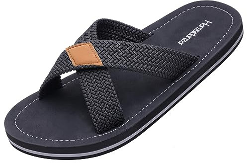 Harssidanzar Herren Cross Slide Sandalen Slip auf Bequeme Leichte Sommer Slipper Schuhe Für Innen und Outdoor Quick-Dry KM229EU,Schwarz, Größe 46