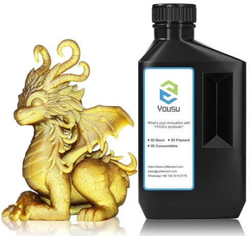 YOUSU 3D Druckerharz, 405 nm UV schnellhärtendes 3D Metallharz, für LCD DLP 3D Drucker, fügt Metallharz hinzu und präsentiert in einem bestimmten Winkel metallischen Glanz, Gold