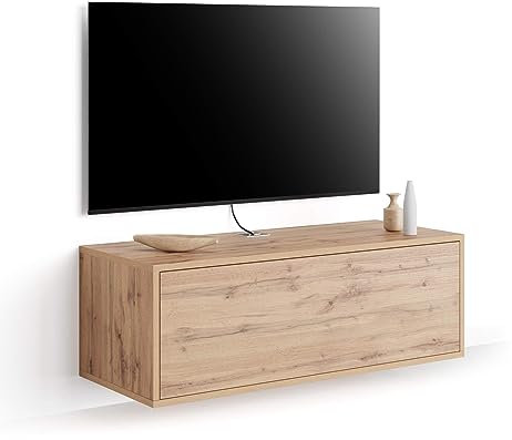 Mobili Fiver, Meuble TV Mural Iacopo avec Tiroir, Bois Rustique, 104 cmx42 cmx36 cm, Meuble TV Mural Suspendu pour TV jusqu'à 43'' TV, Made in Italy