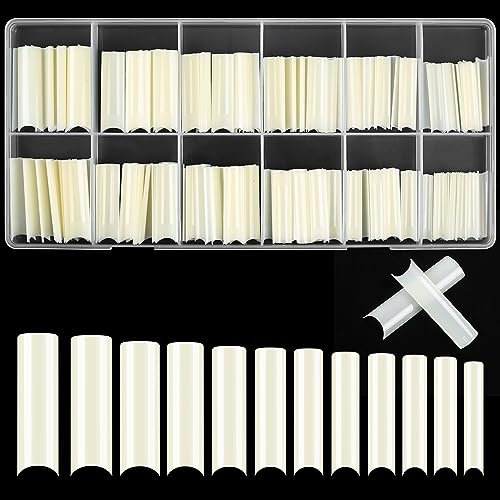 KOXXIAMOQ 240 Stück Nageltips, Tips für Gelnägel, Coffin Nail Tips, Falsche Nägel Tips, Quadratisch Nagelspitzen, extra lange Kunstnägel, Acryl Künstliche Spurlos Nageltips für Gelnägel (natürliche)