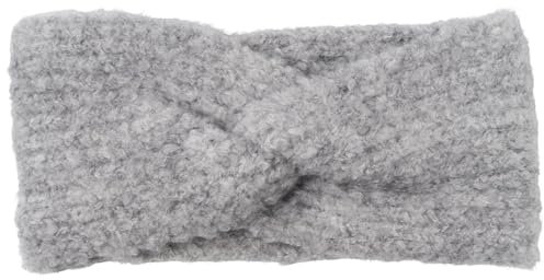 styleBREAKER Damen Strick Stirnband mit Rippstrickmuster und Twist Knoten, warmes Winter Haarband Boucle Optik, Headband 04026063, Farbe:Hellgrau