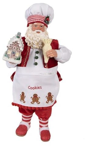 Clayre & Eef Figur Weihnachtsmann 28 cm Rot Textil auf Kunststoff Weihnachtsfigur