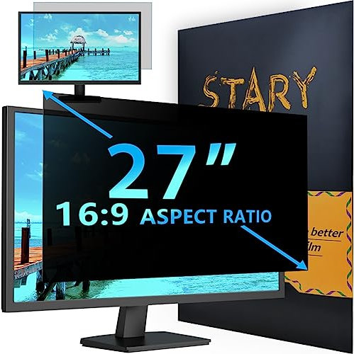 STARY 27 Inch 16:9 Computer Privacy Screen Filter for Widescreen Monitor and Laptop - Anti-Glare - Anti-Scratch Protector Film - Data Confidentiality Shield [1 Pack]