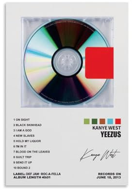 TANZEM Kanye West Poster Yeezus Albumcover Kunstposter dekorative Malerei Leinwand Wandkunst Moderne Familie Wohnzimmer Dekor 20 x 30 cm