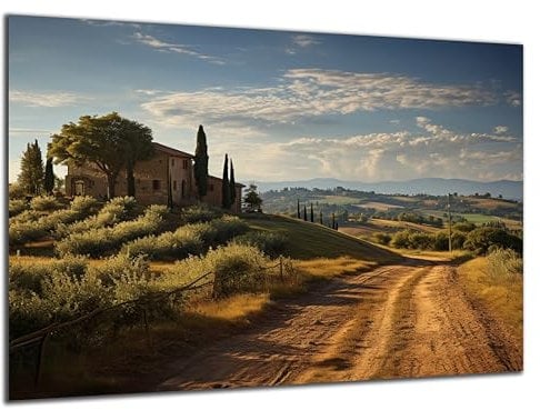 DARO Design - Wand-Bild 6mm HDF 84x56 cm Toskana mit Haus - Wand-Deko Bilder Wohnzimmer