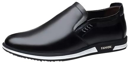 Tolle Herrenschuhe, klassisch, lässig, Leder, formell, modern, Business, lässig, bequem, formell, Herren-Lederschuhe, lässig, mit Reißverschluss, Schwarz , 41 1/3 EU