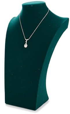 Oirlv Jahrgang Grün Samt Schmuck Büste Halskette Display Stand Einkaufszentrum Zähler High-End Schmuckständer (H33.5cm)