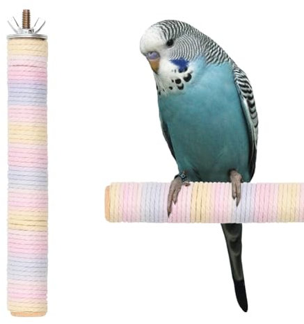 Bird Hemp Rope Parrot Perch,Colorful Birdcage Scrub Stand Bar for Bird Parrot Budgies Parakeet Cockatiels Conure Lovebird Cage Paw Grinding Toy