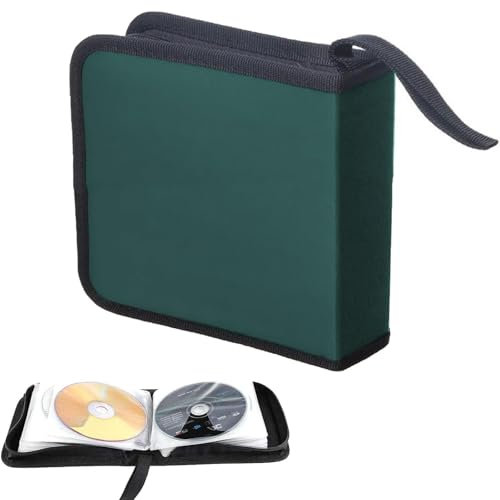 Porta CD Custodia,con Custodia con Cerniera, Custodia per 40 Dischi, Custodia per CD per Auto e Casa, Custodia per Dischi, Verde