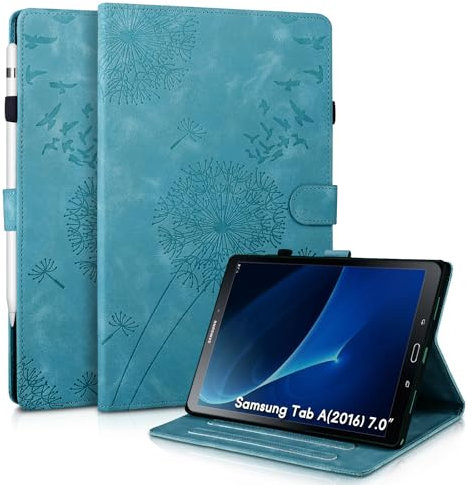 Rostsant Hülle für Samsung Galaxy Tab A6 10.1 2016 Löwenzahn PU Leder Flip Case Brieftasche Tasche Hülle Magnetisch Hülle für Galaxy Tab A6 10,1 Zoll T580N/T585N Blau