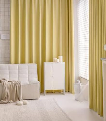 Homxi Abdunkelnde Vorhänge Kinderzimmer 2er Set,2 x 107W x 147H cm,Gardine Blickdicht Verdunkelung Gelb Einfarbig Gardinen Ösenringe