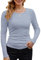 DUOEASE Langarmshirt Damen Basic Longsleeve Elegant Langarm Oberteile Rippshirt Tshirts Tops（Himmelblau,S