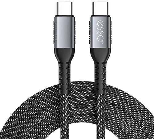essa USB C to USB C Charger Cable [1-pack, 2M], 100W PD3.0 Fast Charging Type-C Cable, Compatible with MacBook Pro, iPad Air, iPhone 16/15, Samsung S23/S22/S21 Ultra, Pixel 7/6, Switch, PS5 & More