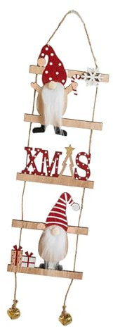 YIZITU Esclusiva scala in legno a forma di Babbo Natale, fatta a mano, decorazione per albero di Natale, forniture per feste, elegante ornamento