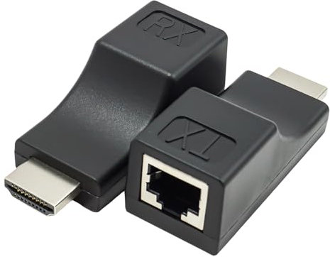 Adaptador RJ45 HDMI CAT-6/6E Extensor RJ45 a HDMI - Compatible con pantalla HDTV 2K 4K, distancia de aplicación hasta 30 m, no admite el protocolo HDCP
