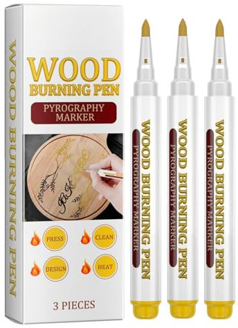 Wlikmjg 2er-Set Holzmarker, Brennmarker, Holzstifte, wasserdicht, für Handwerk, chemische Marker für und Handwerk, Holzbrenner, ungiftig, 3-teiliges Set