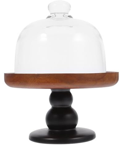 DKRAHRJJ Présentoir À Gâteaux Avec Couvercle En Verre, Présentoir À Gâteaux Sur Pied, Présentoir À Gâteaux En Bois, Assiette À Gâteaux, Saladier, Plateau À Fruits