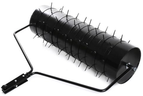 Gartenwalze Rasenwalze Rasenlüfter Rasenroller Handwalze mit 2 Areator Set Dornen Anhänge für Rasentraktor 100 cm Schwarz
